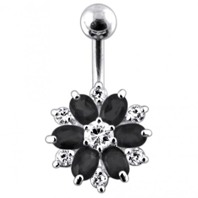 Double Colored Flower Non-Moving Belly Ring - Monster Piercing