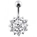 Double Colored Flower Non-Moving Belly Ring - Monster Piercing