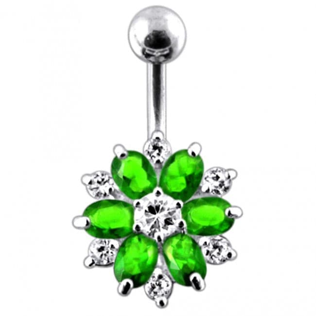 Double Colored Flower Non-Moving Belly Ring - Monster Piercing