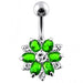 Double Colored Flower Non-Moving Belly Ring - Monster Piercing