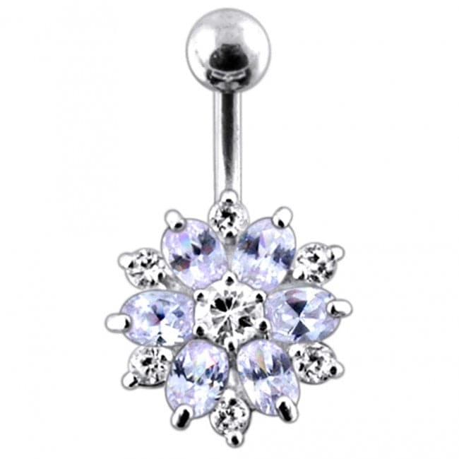 Double Colored Flower Non-Moving Belly Ring - Monster Piercing