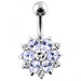 Double Colored Flower Non-Moving Belly Ring - Monster Piercing