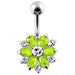 Double Colored Flower Non-Moving Belly Ring - Monster Piercing