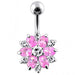 Double Colored Flower Non-Moving Belly Ring - Monster Piercing