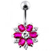 Double Colored Flower Non-Moving Belly Ring - Monster Piercing