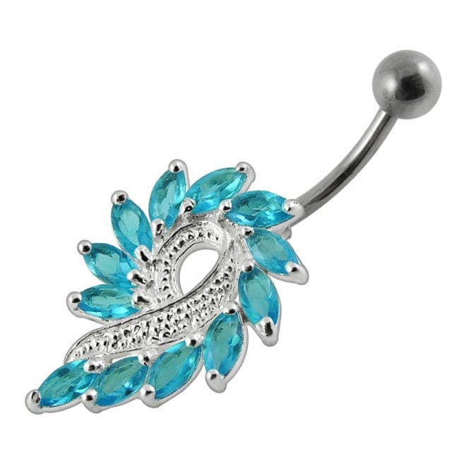 Imaginary Jeweled Flower Non-Moving Belly Ring - Monster Piercing