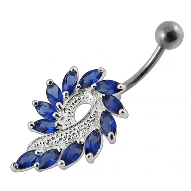 Imaginary Jeweled Flower Non-Moving Belly Ring - Monster Piercing