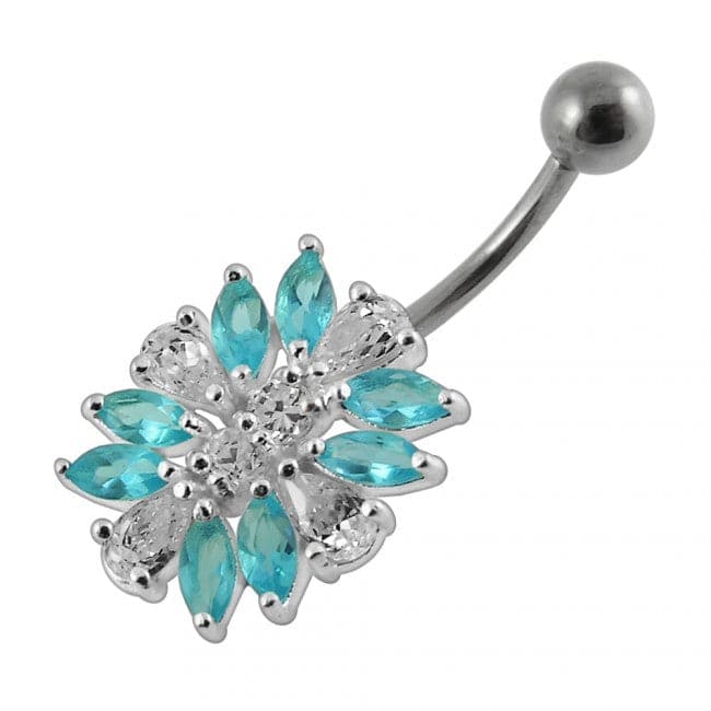 Combinated Flower Non-Moving Belly Ring - Monster Piercing