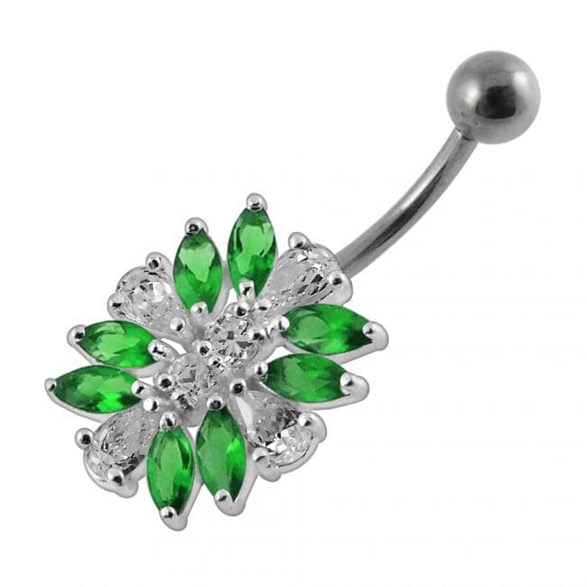 Combinated Flower Non-Moving Belly Ring - Monster Piercing