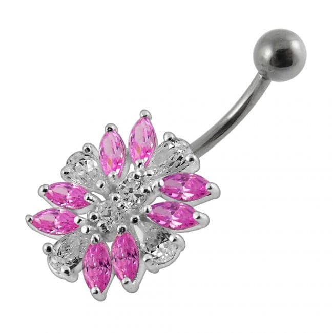 Combinated Flower Non-Moving Belly Ring - Monster Piercing