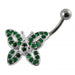 Jeweled Butterfly Non-Moving Belly Ring Body Jewelry - Monster Piercing