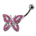 Jeweled Butterfly Non-Moving Belly Ring Body Jewelry - Monster Piercing