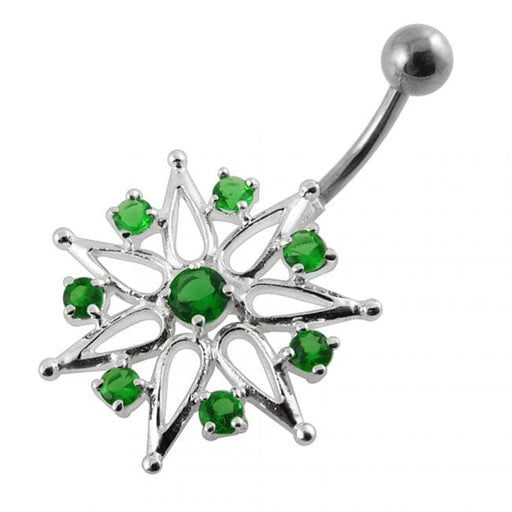 Celtic Jeweled Flower Non-Moving Belly Ring - Monster Piercing