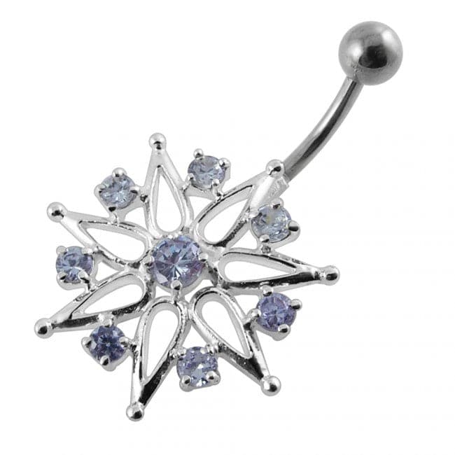 Celtic Jeweled Flower Non-Moving Belly Ring - Monster Piercing