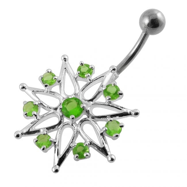 Celtic Jeweled Flower Non-Moving Belly Ring - Monster Piercing