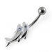 Jeweled Eye Twin Dolphin Non-Moving Belly Ring - Monster Piercing