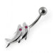 Jeweled Eye Twin Dolphin Non-Moving Belly Ring - Monster Piercing