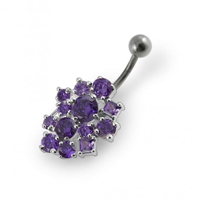 Jeweled Cross Non-Moving Belly Ring - Monster Piercing