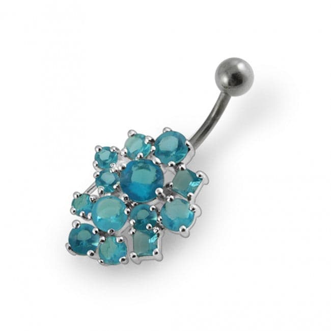 Jeweled Cross Non-Moving Belly Ring - Monster Piercing