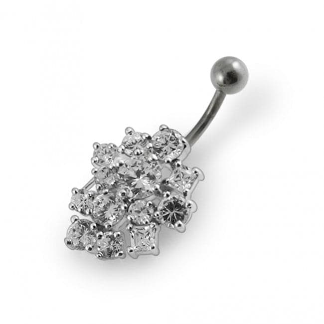 Jeweled Cross Non-Moving Belly Ring - Monster Piercing