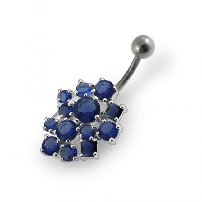 Jeweled Cross Non-Moving Belly Ring - Monster Piercing