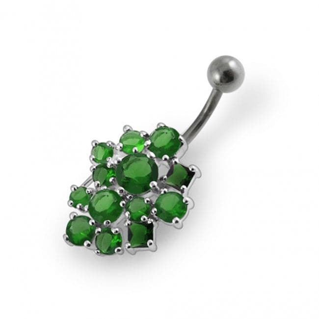 Jeweled Cross Non-Moving Belly Ring - Monster Piercing