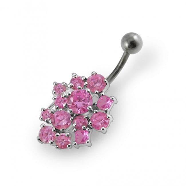 Jeweled Cross Non-Moving Belly Ring - Monster Piercing