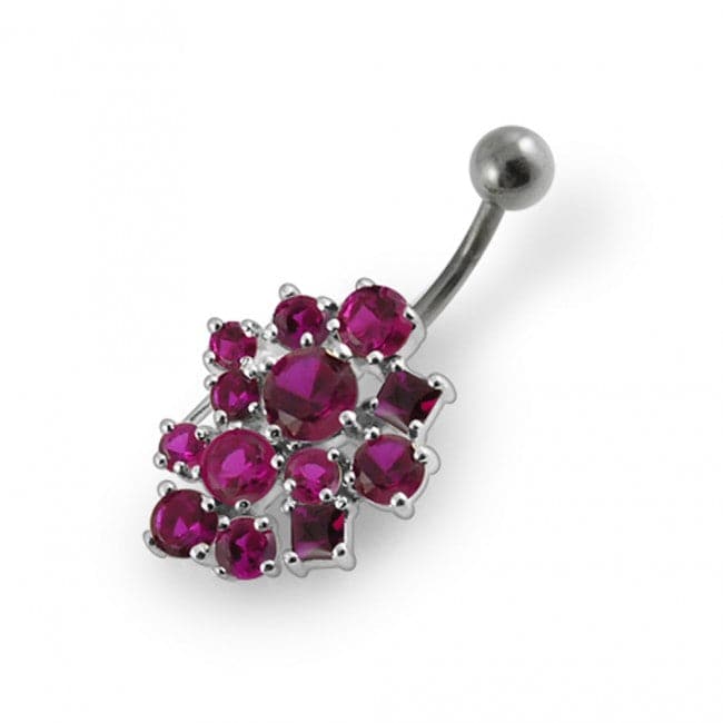 Jeweled Cross Non-Moving Belly Ring - Monster Piercing