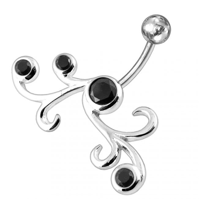 Jeweled Cross Non-Moving Belly Ring - Monster Piercing