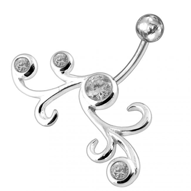 Jeweled Cross Non-Moving Belly Ring - Monster Piercing