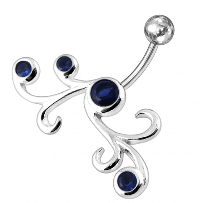 Jeweled Cross Non-Moving Belly Ring - Monster Piercing