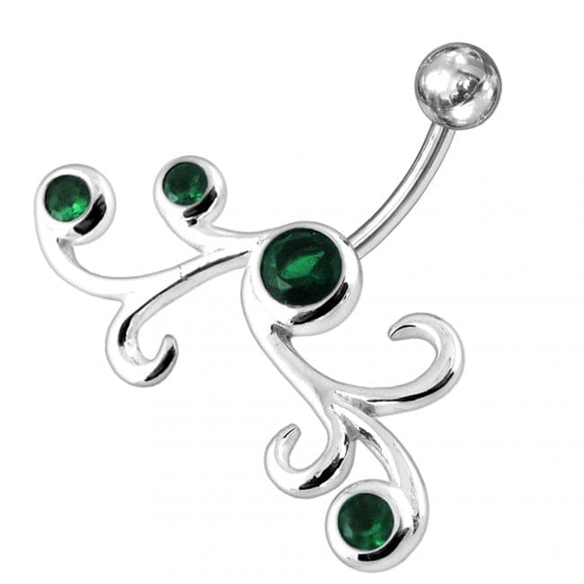 Jeweled Cross Non-Moving Belly Ring - Monster Piercing