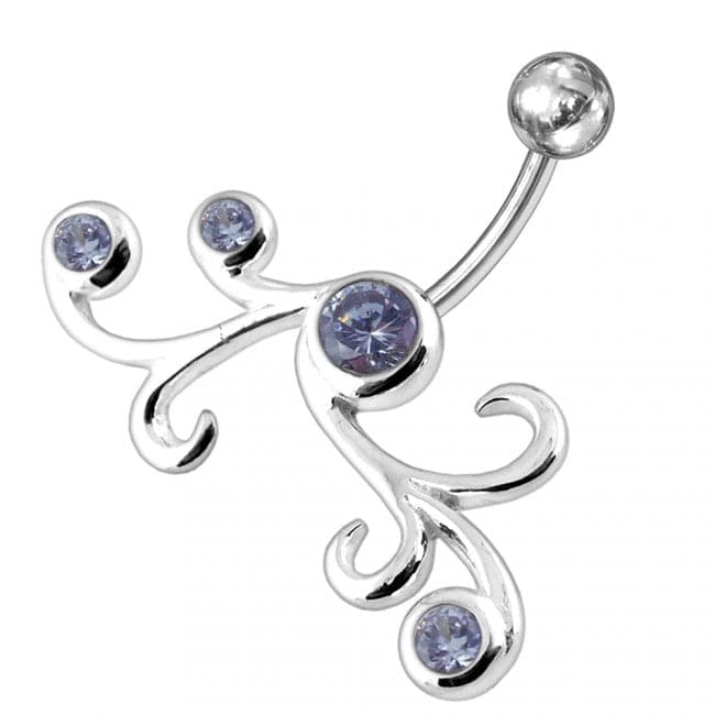 Jeweled Cross Non-Moving Belly Ring - Monster Piercing