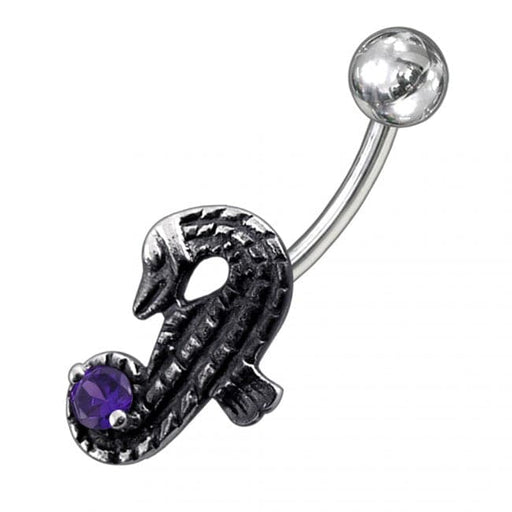 Jeweled Sea Horse Non-Moving Belly Ring - Monster Piercing