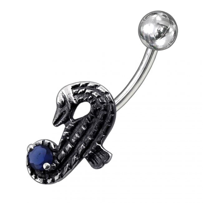 Jeweled Sea Horse Non-Moving Belly Ring - Monster Piercing