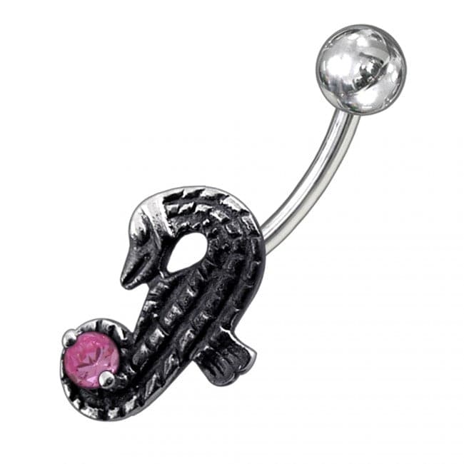 Jeweled Sea Horse Non-Moving Belly Ring - Monster Piercing