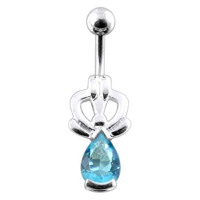 Jeweled Pear Stone Non-Moving Belly Ring - Monster Piercing