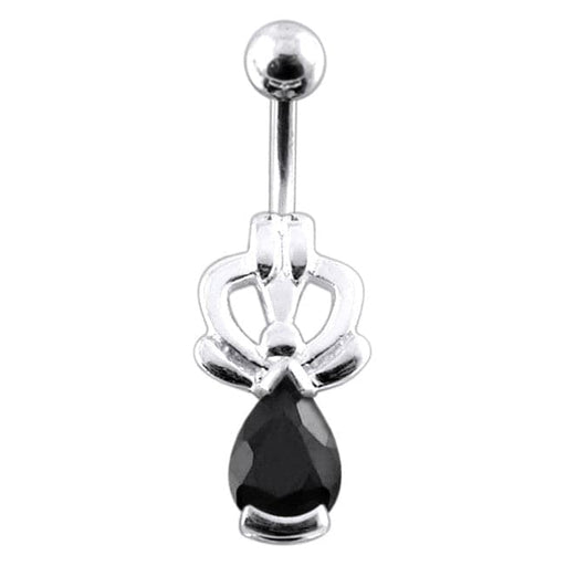 Jeweled Pear Stone Non-Moving Belly Ring - Monster Piercing