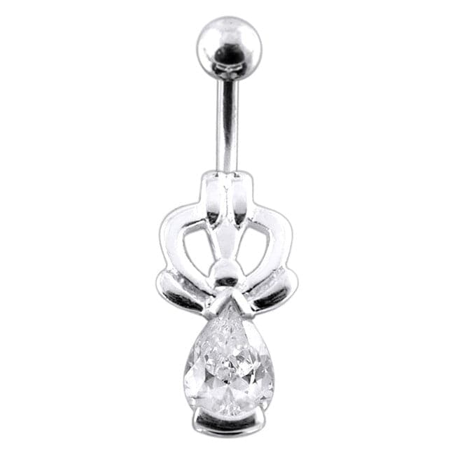 Jeweled Pear Stone Non-Moving Belly Ring - Monster Piercing