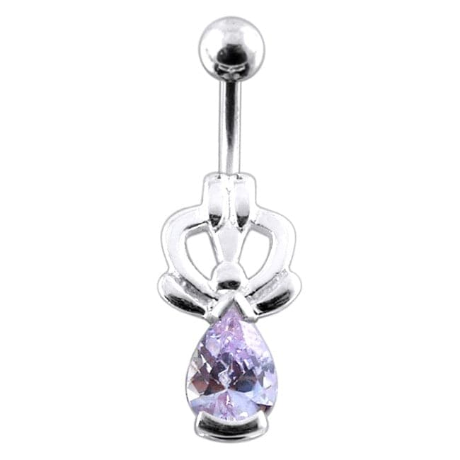 Jeweled Pear Stone Non-Moving Belly Ring - Monster Piercing