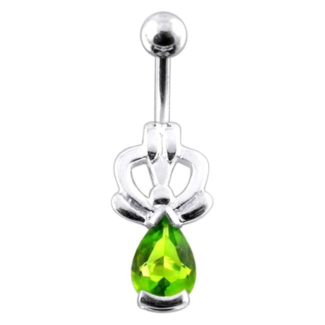 Jeweled Pear Stone Non-Moving Belly Ring - Monster Piercing