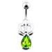 Jeweled Pear Stone Non-Moving Belly Ring - Monster Piercing