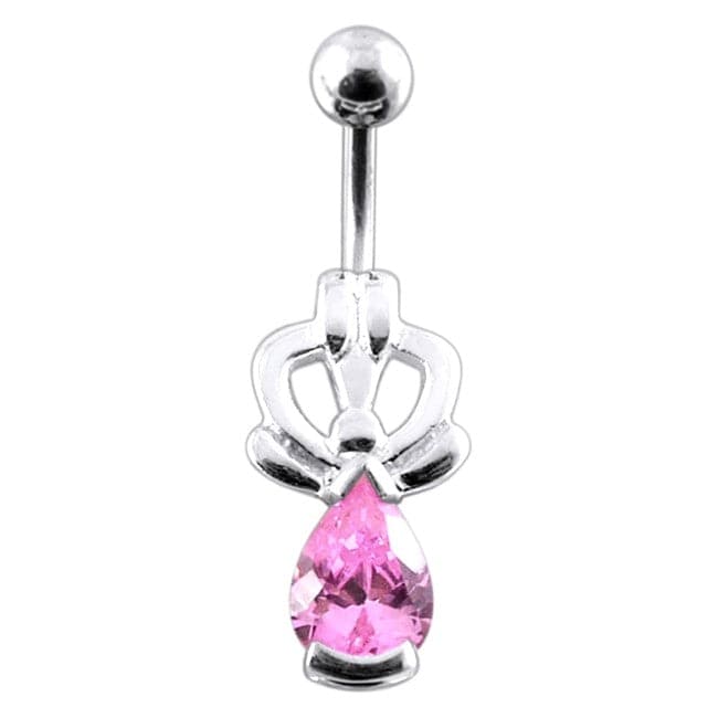 Jeweled Pear Stone Non-Moving Belly Ring - Monster Piercing