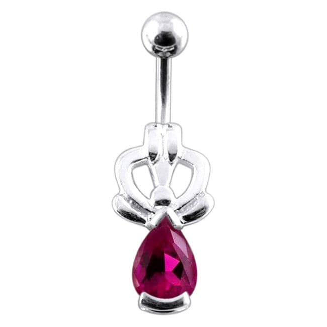 Jeweled Pear Stone Non-Moving Belly Ring - Monster Piercing