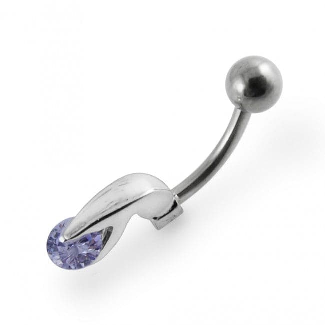 Single Fancy Jeweled Non-Moving Belly Ring - Monster Piercing