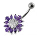 Jewelled Flower Non-Moving Belly Ring - Monster Piercing