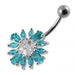 Jewelled Flower Non-Moving Belly Ring - Monster Piercing