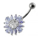 Jewelled Flower Non-Moving Belly Ring - Monster Piercing