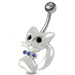 Jeweled Cat Non-Moving Belly Ring - Monster Piercing