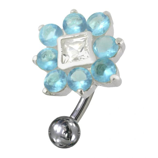 Jeweled Non-Moving Reverse Belly Ring - Monster Piercing